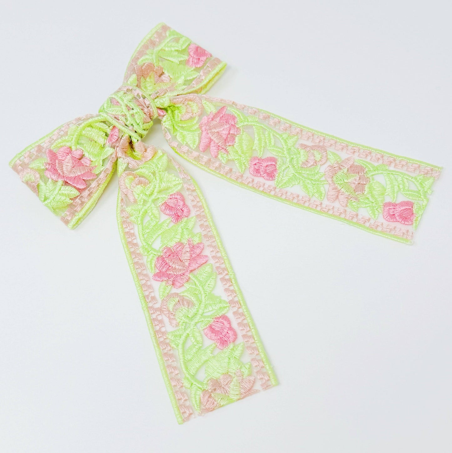 Ellison+Young - Lacey Flower Embroidered Bow Hair Clip