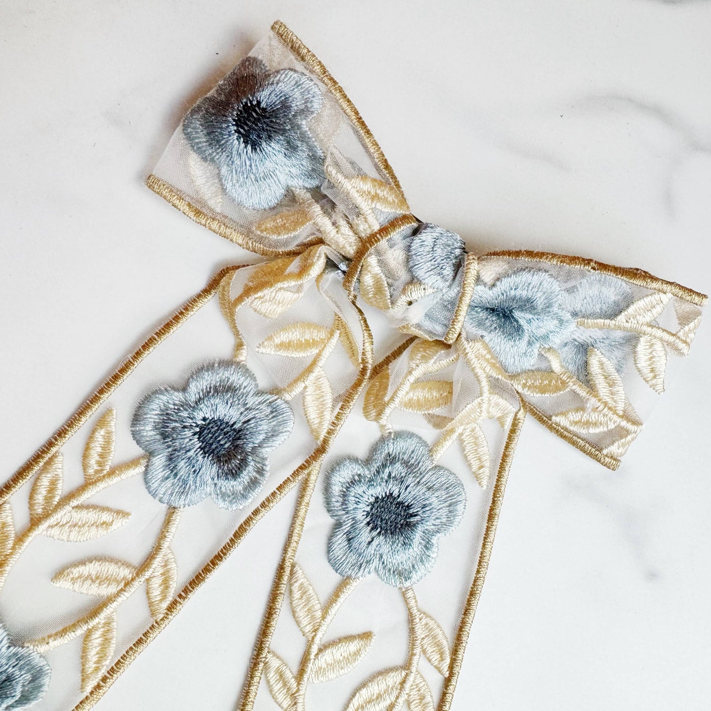 Ellison+Young - Lacey Flower Embroidered Bow Hair Clip