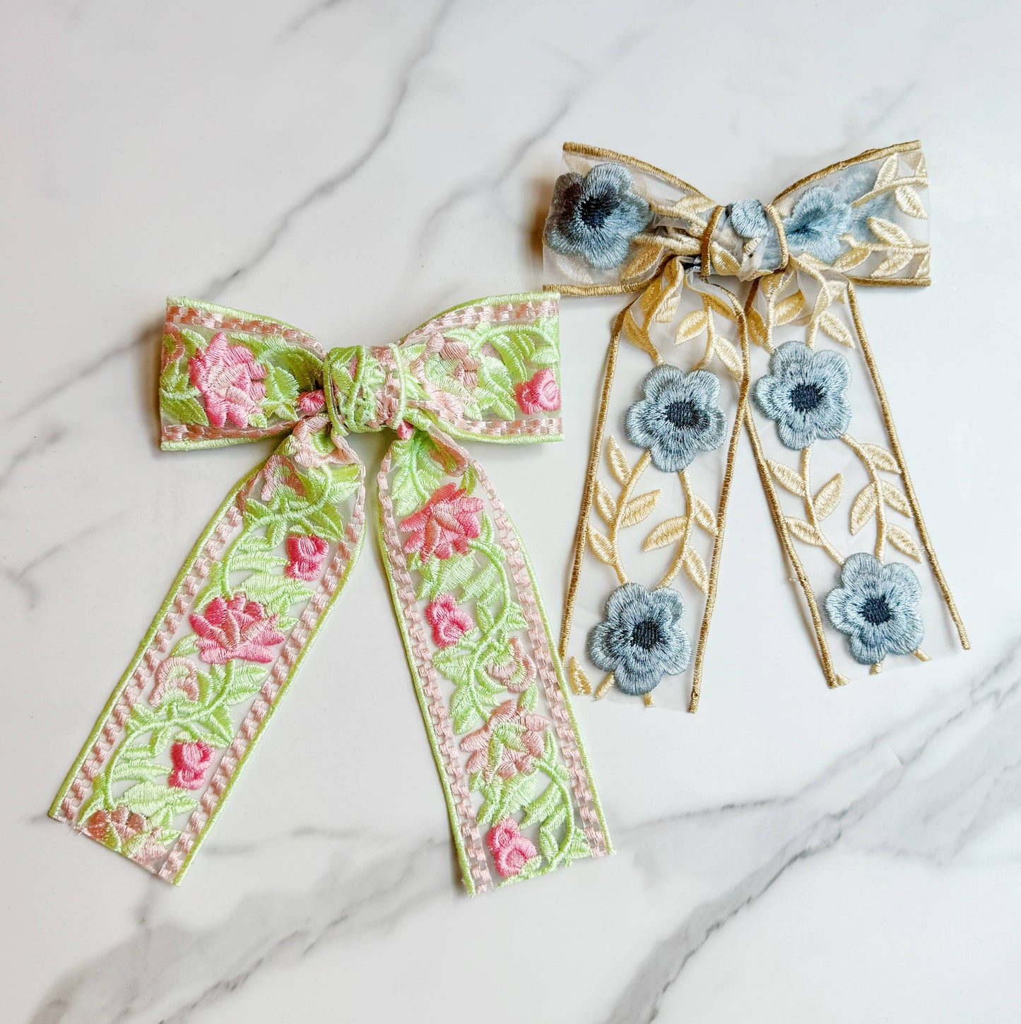 Ellison+Young - Lacey Flower Embroidered Bow Hair Clip