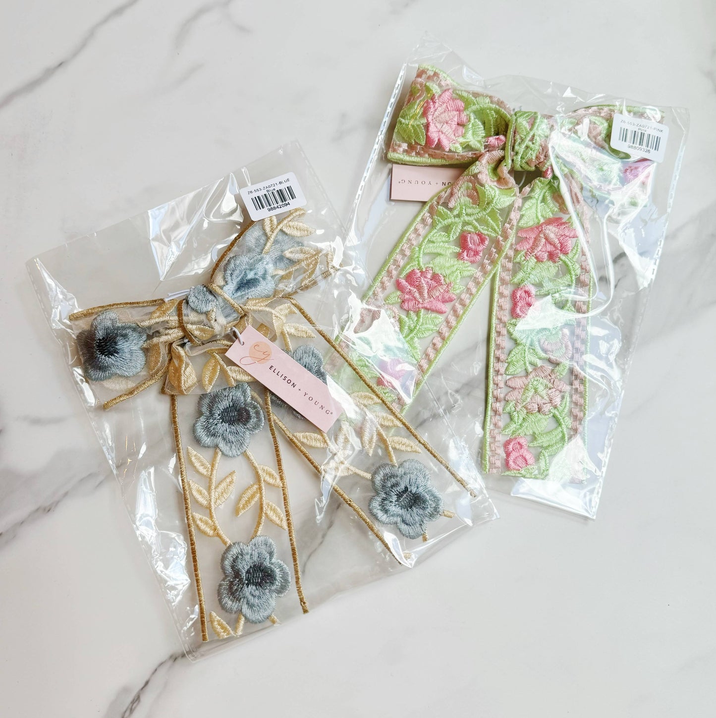 Ellison+Young - Lacey Flower Embroidered Bow Hair Clip
