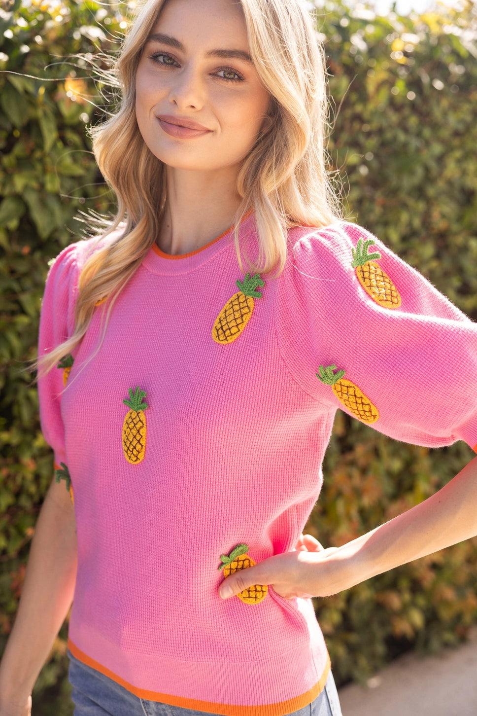 Pink Pineapple Sweater Shirt