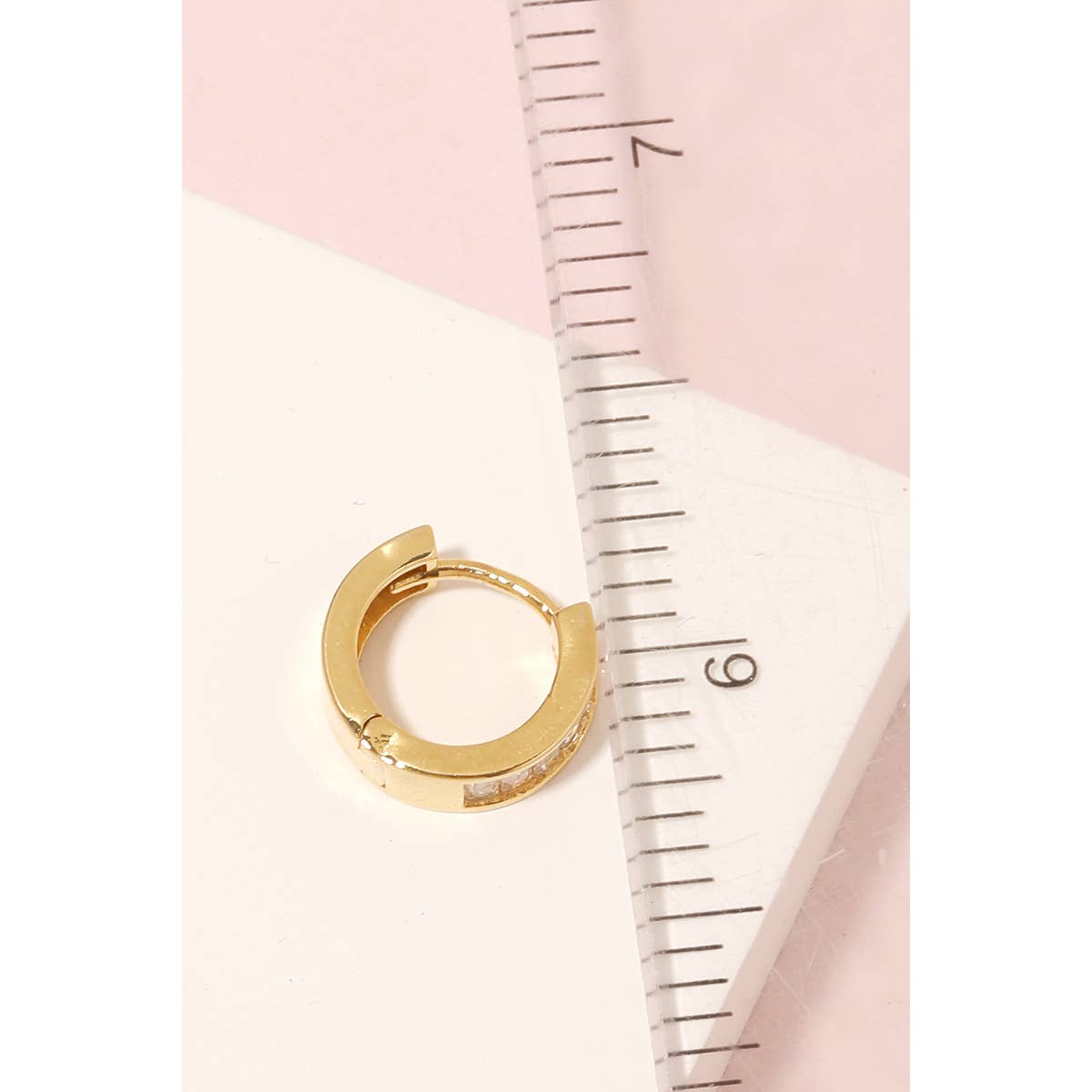 Baguette Studded Hoop Earrings